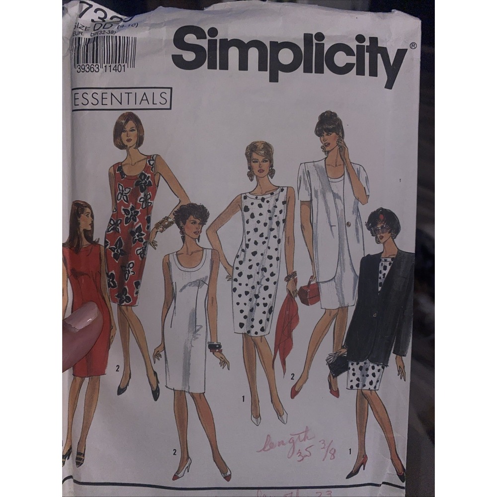 Simplicity Pattern 7329 Sleeveless Dress Unlined Jacket Sz 4-10 Cut Complete
